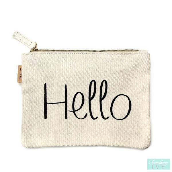 Hello Zippered Cotton Canvas Bag-Something Ivy