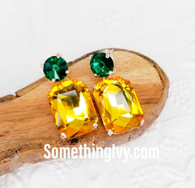 Fast Ship - Elegant Emerald Green/Golden/Light Rose Gold Earrings