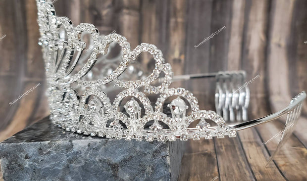3.2&quot; Sweet 16 Quince Crown- Sweet 16 Silver Pageant Crown - Sweet 16 Crown - Debutante Crown - Sweet 16 Crown