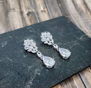 Fast Ship - Crystal Drop Earrings - Silver Earrings - Rhinestone Earrings - Wedding Crystal Earrings