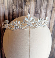 Fast Ship - Opal/Silver Queen Crown Opal Silver - Quince Crown- Pageant Crown - Wedding Crown - Bridal Crown - Blue Opal Debutante Crown