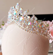 Crown Set - Multi Color 2.5" Queen Crown  Silver with A/B Crystals- Quince Crown- Pageant Crown - Wedding Crown - Debutante Crown