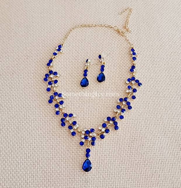 Matching Set - Sapphire Blue Necklace and Earrings - Royal Blue Necklace - Midnight Blue Necklace - Navy Blue Necklace and Earrings