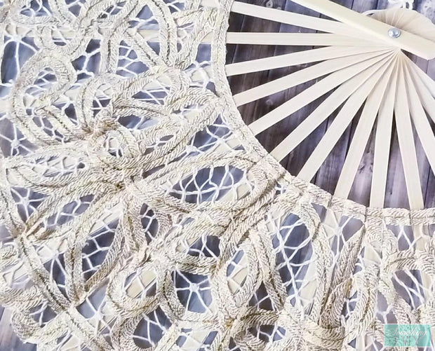 Ivory Wood Lace Fan,Wedding Fans,Decorative Hand Fans,Expandable Fans, Victorian Fans, Dance Fans, Spanish Fans, Antique Lace Fans-Something Ivy