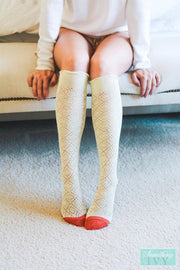 Juniper Knee High Peep Toe Socks-Something Ivy
