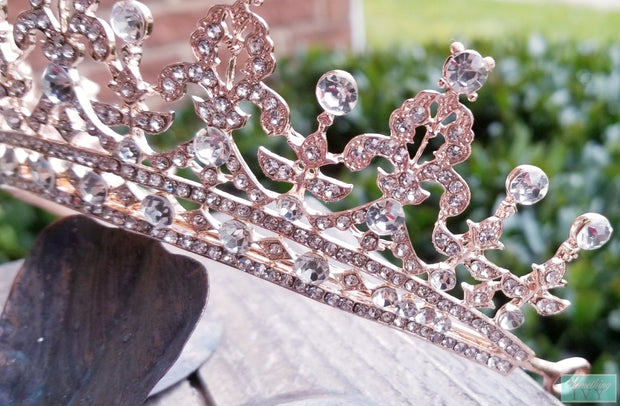 Light Rose Gold Crown - Sweet 16 Crown - Quince Crown Tiara-Something Ivy