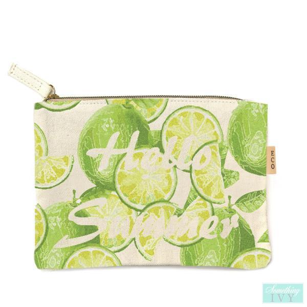 Lime Zippered Cotton Canvas Bag-Something Ivy