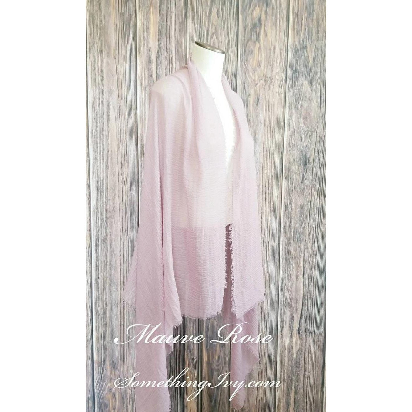 Lux Soft Mauve Rose Cotton Shawl - Muave Wrap - Pashmina - Cover Ups
