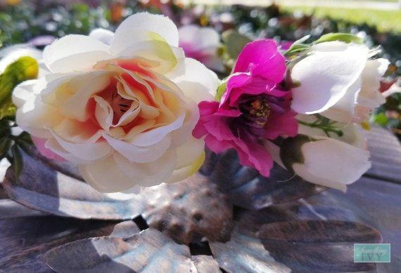 Multi Color Flower Crown Wreath - Boho Bridal Headpiece - Natural Wedding Hair Wreath - Bridal Halo - Flower Crown-Something Ivy