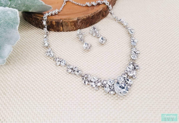Necklace Set Crystal Drop Earrings - Pierced Earrings - Jewelry Set-Something Ivy