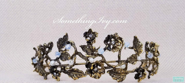 Opal Antique Vintage Gold Baroque Crown with Black Accents-Something Ivy