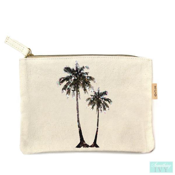 Palm Trees Zippered Cotton Canvas Bag-Something Ivy