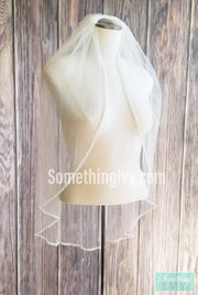 Pearl Beaded Edge Wedding Veil w/Silver Accents-Something Ivy