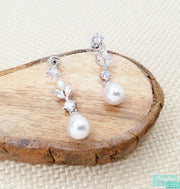 Pearl & Rose Gold Drop Earrings - Rose Gold Pearl Earrings-Something Ivy