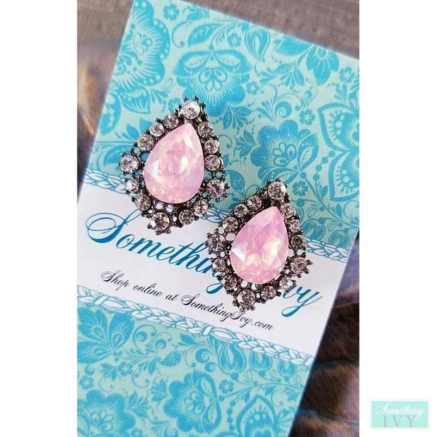Rose Blush Crystal Cluster Earrings-Something Ivy