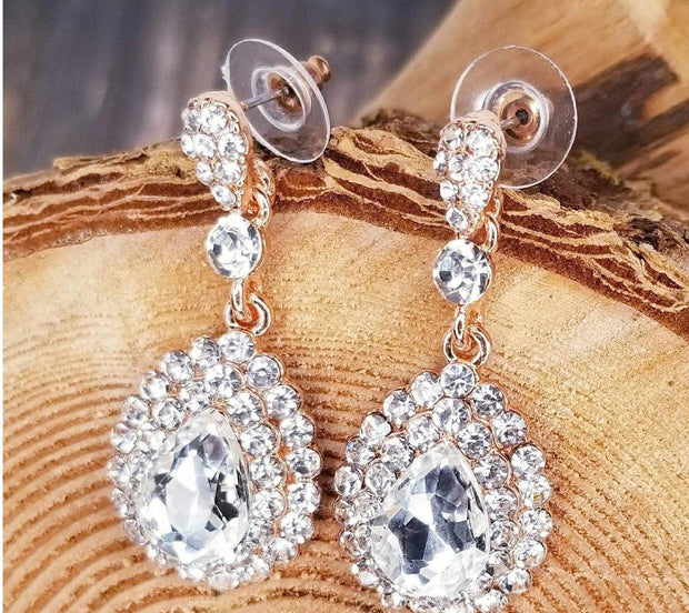 TYLER - Silver Statement Diamond Earrings Wedding – AMELIE GEORGE PTY LTD