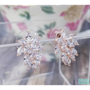 Rose Gold Cluster Earrings - Rose Gold Cluster Earrings - Rose Gold Rhinestone Earringss-Something Ivy