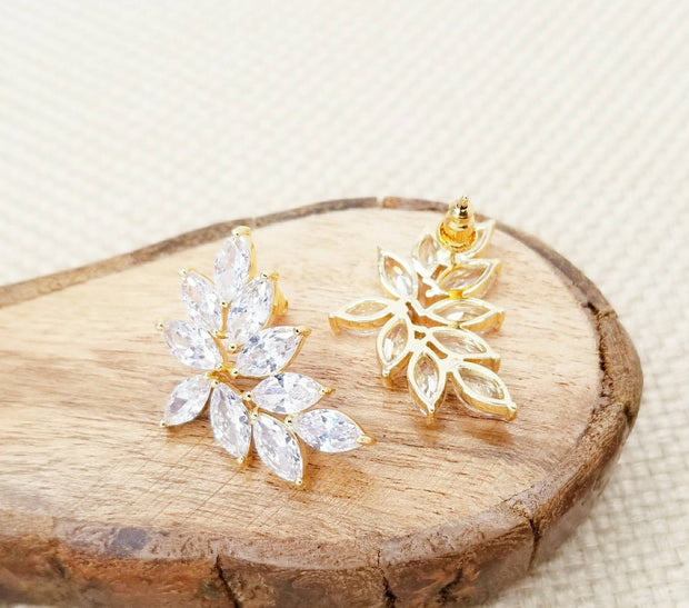 Rose Gold Cluster Earrings - Statement Earrings-Something Ivy