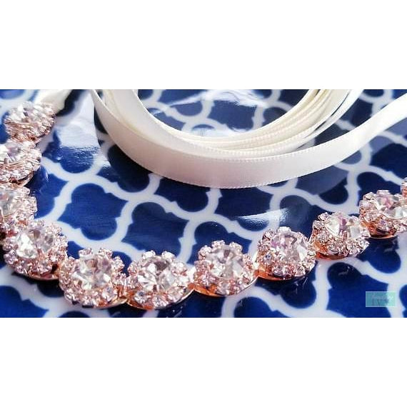 Rose Gold Crystal Wedding Belt or Rose Gold Headband-Something Ivy