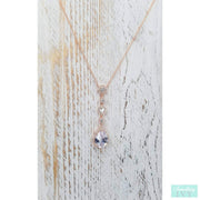 Rose Gold Cubic Zirconia Pear Shaped Drop Necklace-Something Ivy