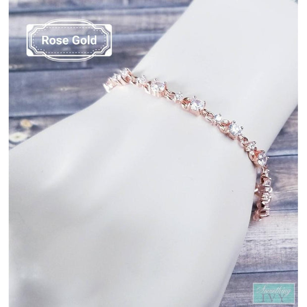 Rose Gold Wedding Bracelet - Crystal Bracelet-Something Ivy