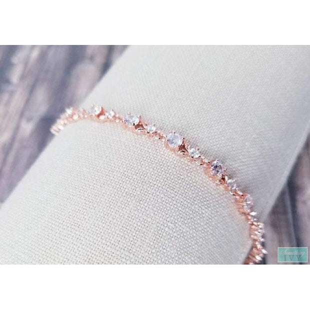 Rose Gold Wedding Bracelet - Crystal Bracelet-Something Ivy