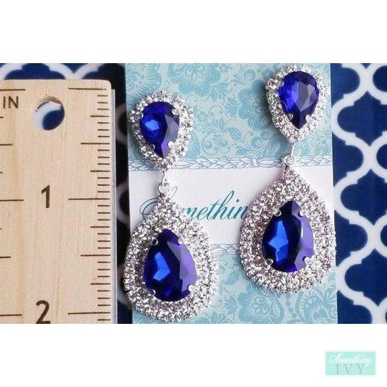 Royal Blue Drop Earrings - Something Blue Chandelier Earrings-Something Ivy