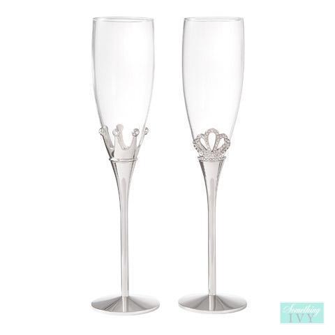 Royalty King & Queen Wedding Flutes Set-Something Ivy